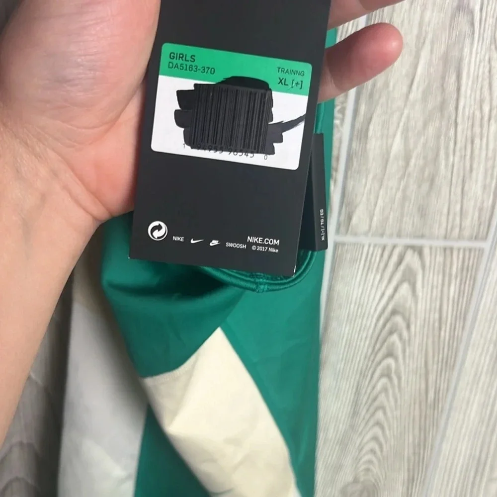 Nike Youth Ankle Leggings XL Green Dri-Fit Full Length Activewear